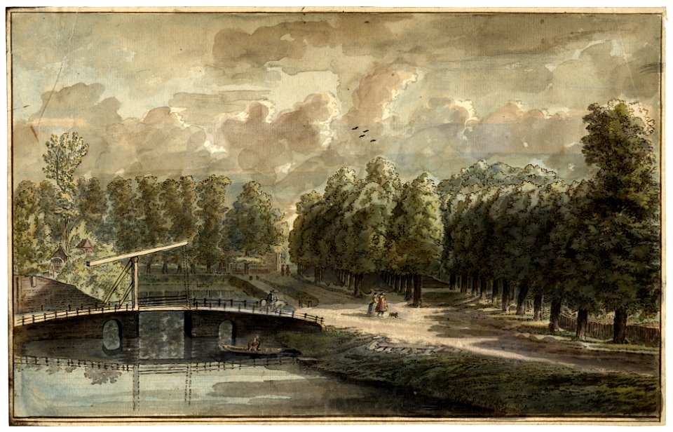 HUA-38658-Gezicht vanaf de stadswal te Utrecht op het begin van de Maliebaan met links de Maliebrug en een gedeelte van het bolwerk Lepelenburg