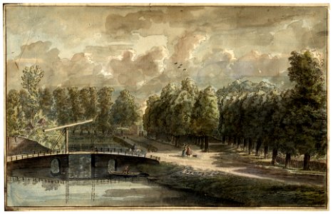 HUA-38658-Gezicht vanaf de stadswal te Utrecht op het begin van de Maliebaan met links de Maliebrug en een gedeelte van het bolwerk Lepelenburg