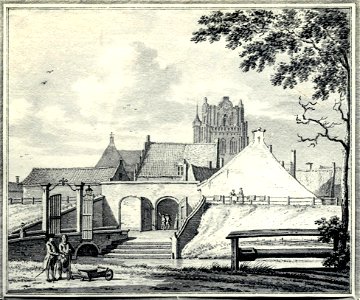 HUA-6345-Gezicht op de Waterpoort te Wijk bij Duurstede met op de achtergrond de toren van de Grote Kerk