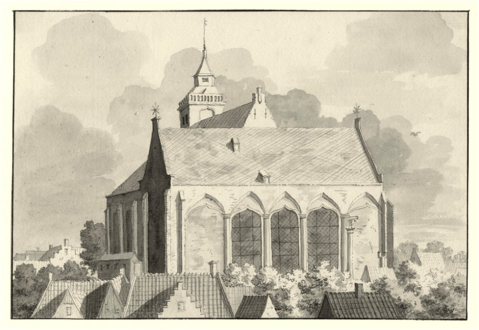 HUA-35044-Gezicht op de Buurkerk te Utrecht uit het oosten