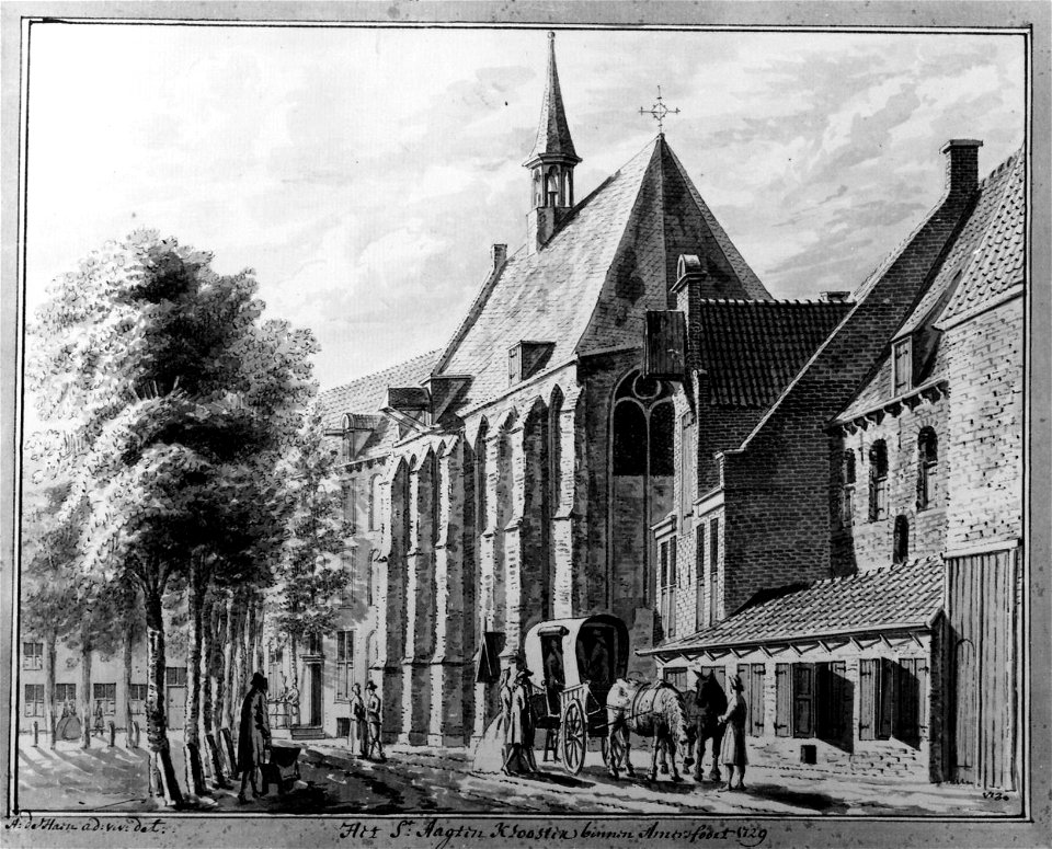 HUA-6113-Gezicht op de kapel van het St Agnietenklooster aan de Herenstraat te AmersfoortNB De kapel was als Latijnse school in gebruik