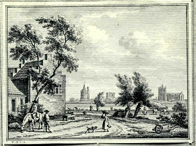 HUA-6337-Gezicht op Wijk bij Duurstede uit het zuiden vanaf de zuidelijke Lekoever met op de achtergrond het kasteel Duurstede en de Grote Kerk