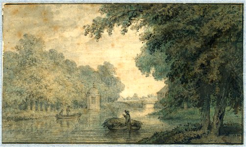 HUA-35501-Gezicht op de eerste Kruisvaart te Utrecht in de richting van de Leidschevaart met op de linkeroever een theekoepel en rechts vooraan de Mariagracht d