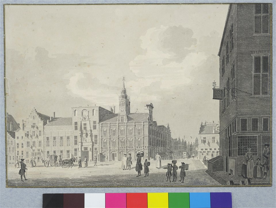 HUA-35824-Gezicht op de Stadhuisbrug te Utrecht uit het zuidwesten met vlnr de huizen Leeuwenstein half zichtbaar Nijenborch De Gulden Arend Klein Lichtenberg G