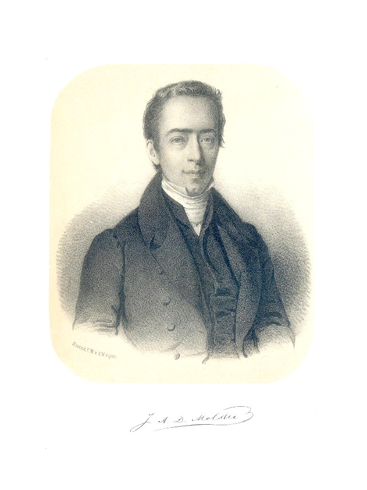 HUA-39096-Portret van JAD Molster geboren 1806 hervormd predikant 1837 1850 overleden 1850 Borstbeeld van voren