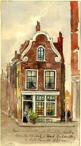 HUA-39406-Gezicht op de voorgevel van het huis Oudegracht 133 te Utrecht op de hoek van de Bakkersteeg links en de Hamsteeg rechts NB de naam Bakkersteeg is in 
