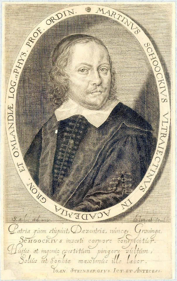 HUA-39202-Portret van Martinus Schoock geboren Utrecht 2 april 1614 hoogleraar in de letteren te Utrecht overleden 1669 Borstbeeld links in toga in ovaal