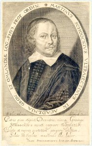HUA-39202-Portret van Martinus Schoock geboren Utrecht 2 april 1614 hoogleraar in de letteren te Utrecht overleden 1669 Borstbeeld links in toga in ovaal