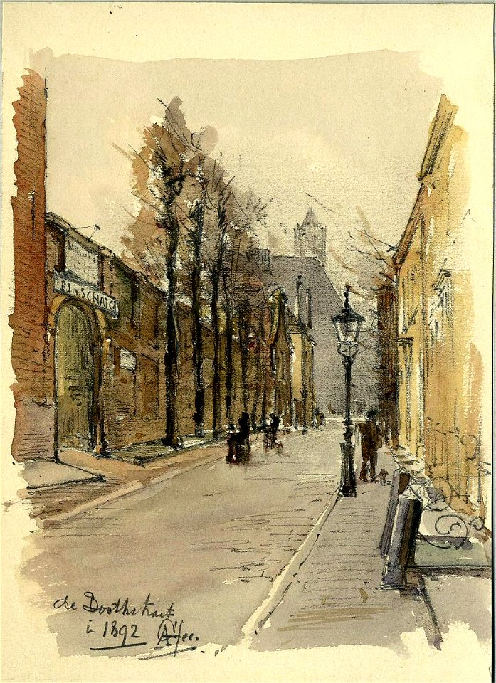 HUA-39463-Gezicht in de Boothstraat te Utrecht uit het noorden in de richting van de Janskerk