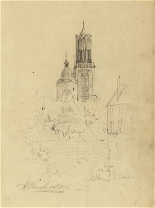 HUA-809962-Gezicht op de toren van de Buurkerk en de Domtoren te Utrecht uit het westen