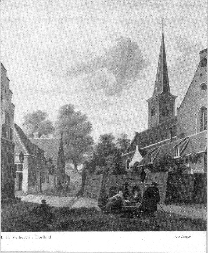 HUA-37499-Gezicht op de zuidgevel van de Geertekerk aan het Geertekerkhof te Utrecht in een gefantaseerde omgeving uit het zuidoosten