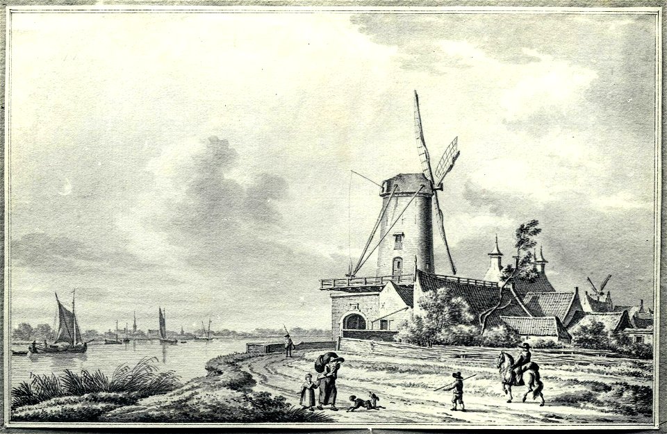 HUA-6347-Gezicht op de molen Rijn en Lek te Wijk bij Duurstede uit het noordoosten met links de Lek