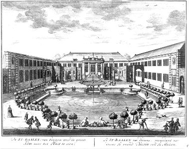 HUA-37954-Gezicht over de grote vijver op de achtergevel van het huis Zijdebalen aan de Vecht te Utrecht met links de oranjerie en rechts de fabriek