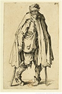Jacques Callot - Les Gueux (10) - Le mendiant aux béquilles et à la besace