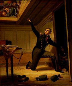 Jacobus Schoemaker Doyer - Van Speyk in de kruitkamer van het schip - SB 4849 - Amsterdam Museum
