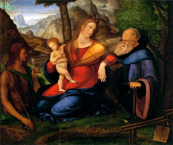 Jacopo de' Barbari - Virgin and Child Flanked by St John the Baptist and St Anthony Abbot - WGA1268