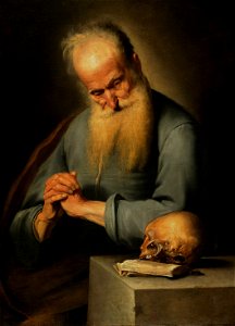 Jacques de Rousseau - Old Man in Prayer Contemplating a Skull - 2005-250 - Princeton University Art Museum