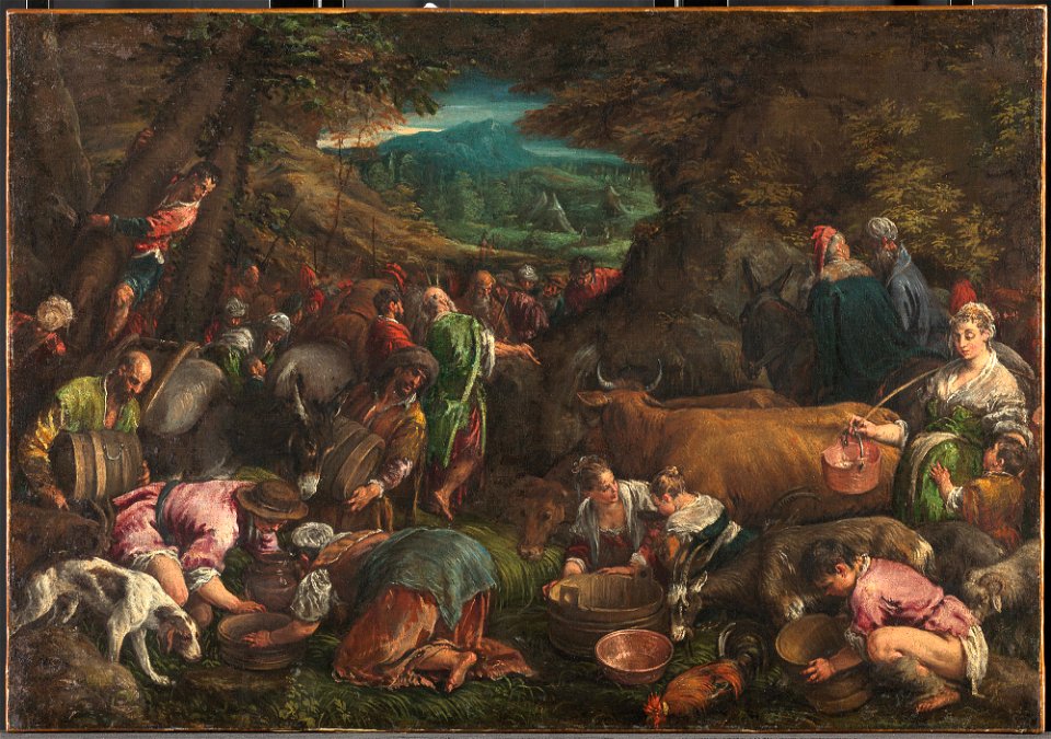 Jacopo da Ponte, gen. Jacopo Bassano - Moses schlägt Wasser aus dem Felsen - GG 4305 - Kunsthistorisches Museum