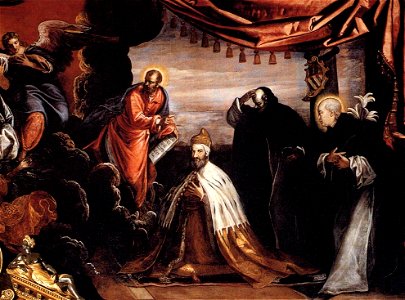 Jacopo Tintoretto - The Dead Christ Adored by Doges Pietro Lando and Marcantonio Trevisan (detail) - WGA22630