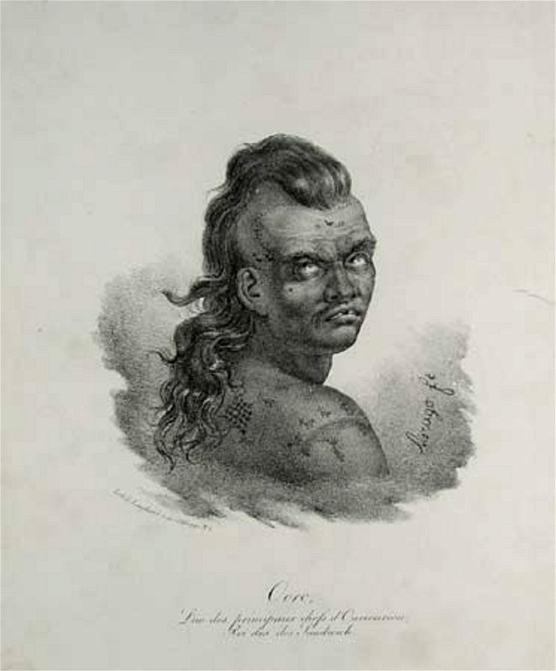 Jacques Arago - 'Ooro' L'un des principauz chefs d'Ouriouriou, Roi des iles Sandwich