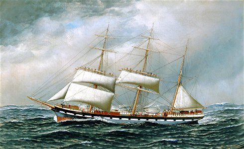 Antonio Jacobsen - The Norwegian bark Superb shortening sail in mid-ocean
