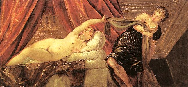 Jacopo Tintoretto - Joseph and Potiphar's Wife - WGA22655. Free illustration for personal and commercial use.