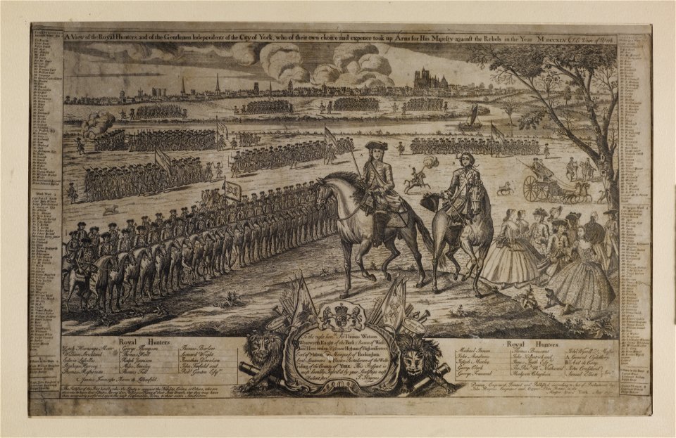 Jacobite broadside - View of the Royal Hunters and of the Gentlemen Independents of the City of York, etc 1745