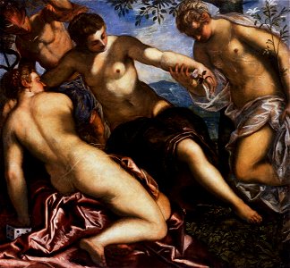 Jacopo Tintoretto - Mercury and the Graces - WGA22621. Free illustration for personal and commercial use.