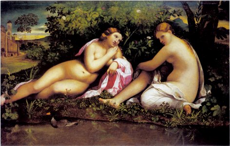 Jacopo Palma (il Vecchio) - Twee rustende nimfen (Jupiter als Diana, en Kallisto^) - 1417 - Städel Museum