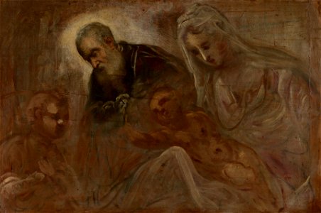 Jacopo Tintoretto - The Holy Family with the Young Saint John the Baptist - 2015.138.1 - Yale University Art Gallery. Free illustration for personal and commercial use.