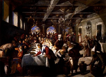 Jacopo Tintoretto - Marriage at Cana - WGA22470. Free illustration for personal and commercial use.