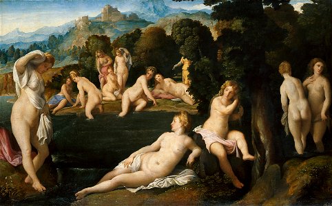 Jacopo Negretti, gen. Palma il Vecchio, , Kunsthistorisches Museum Wien, Gemäldegalerie - Badende Nymphen - GG 6803 - Kunsthistorisches Museum