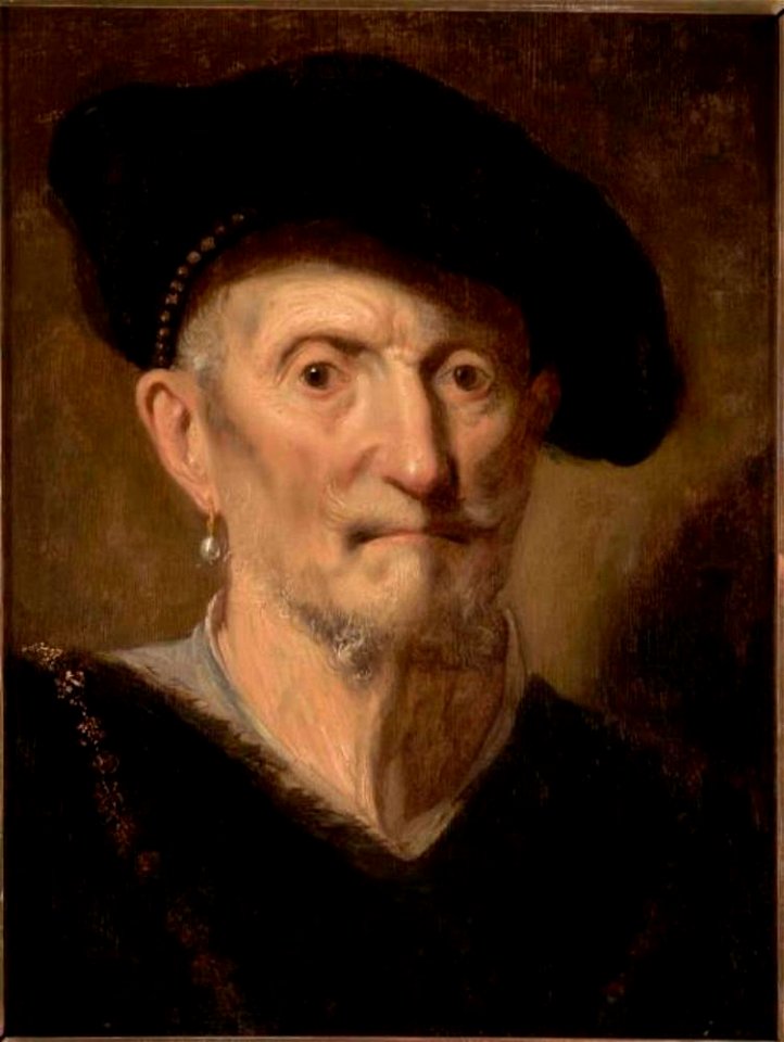 Jacques des Rousseaux - Borststuk van een man met baret, oorbel en halsketting - S 2704 - Museum De Lakenhal