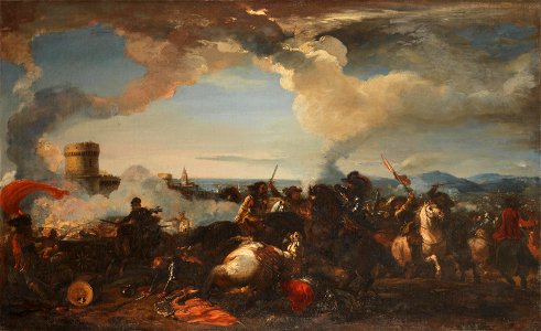 Jacques Courtois - Cavalry battle before the walls of a town