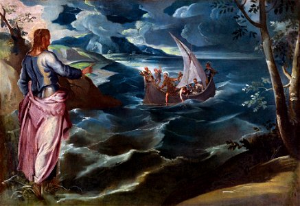 Jacopo Tintoretto - Christ at the Sea of Galilee - WGA22616. Free illustration for personal and commercial use.