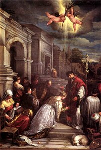 Jacopo da Ponte - St Valentine Baptizing St Lucilla - WGA01452. Free illustration for personal and commercial use.