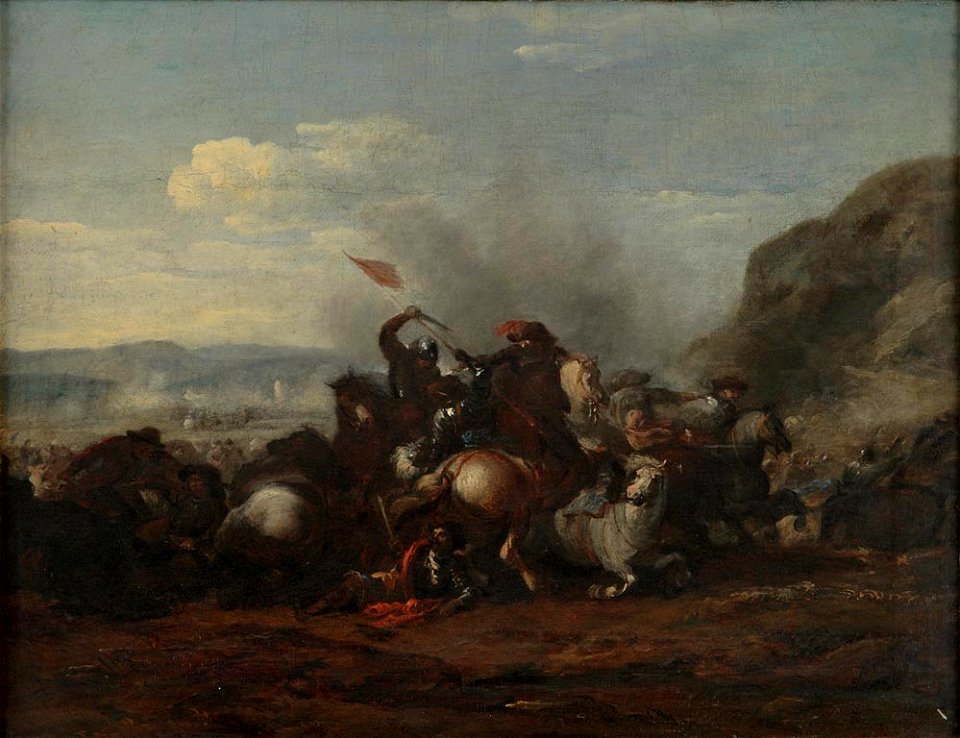 Jacques Courtois - Horsemen in Combat; Man with Red Flag