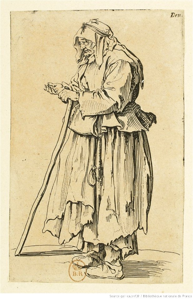 Jacques Callot - Les Gueux (23) - La mendiante venant de recevoir la charité