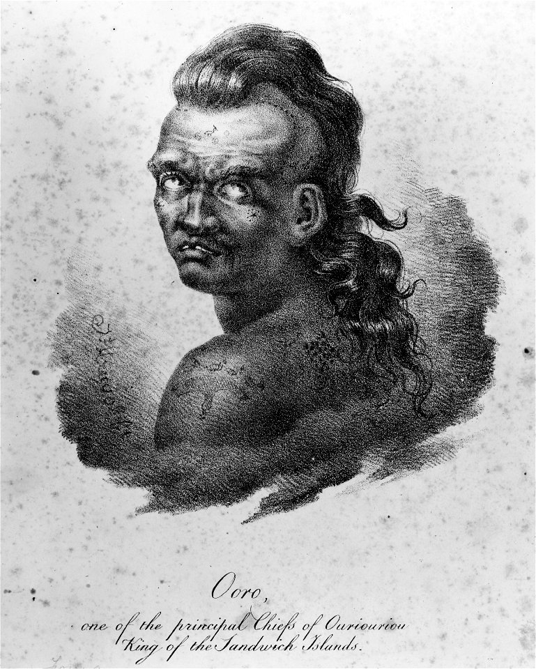 Jacques Arago - Ooro, one of the principal chiefs of Ouriouriou. King of the Sandwich Islands