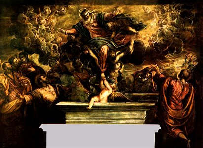 Jacopo Tintoretto - The Assumption of the Virgin - WGA22601. Free illustration for personal and commercial use.
