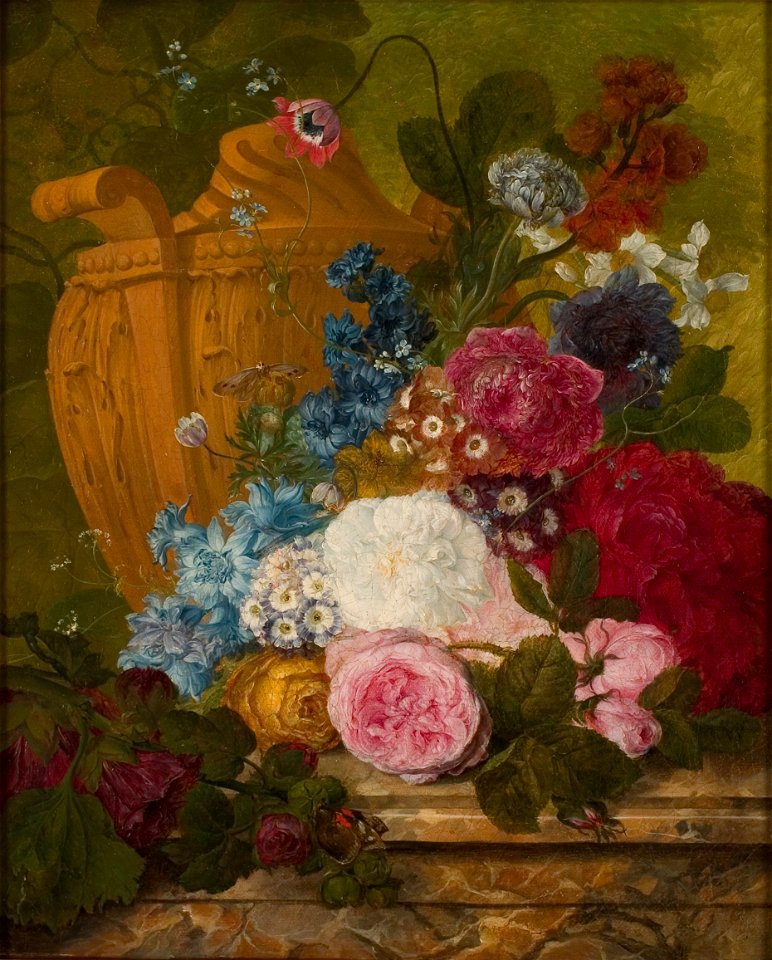 Jacobus Linthorst - Een vaas met bloemen op een marmeren blad - 1822 - Rijksmuseum Twenthe
