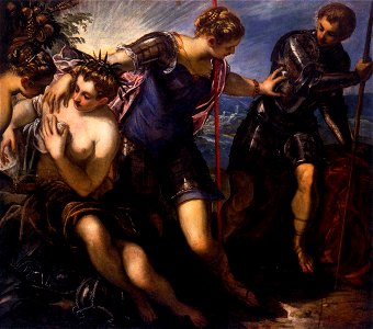Jacopo Tintoretto - Minerva Sending Away Mars from Peace and Prosperity - WGA22619. Free illustration for personal and commercial use.