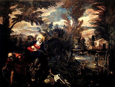 Jacopo Tintoretto - The Flight into Egypt - WGA22587. Free illustration for personal and commercial use.