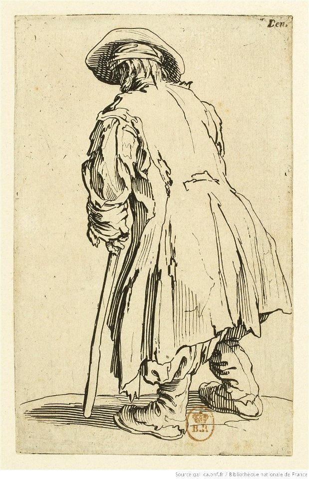 Jacques Callot - Les Gueux (17) - Le vieux mendiant à une seule béquille