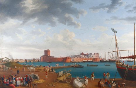 Jakob Philipp Hackert - Porto di Taranto (1789). Free illustration for personal and commercial use.