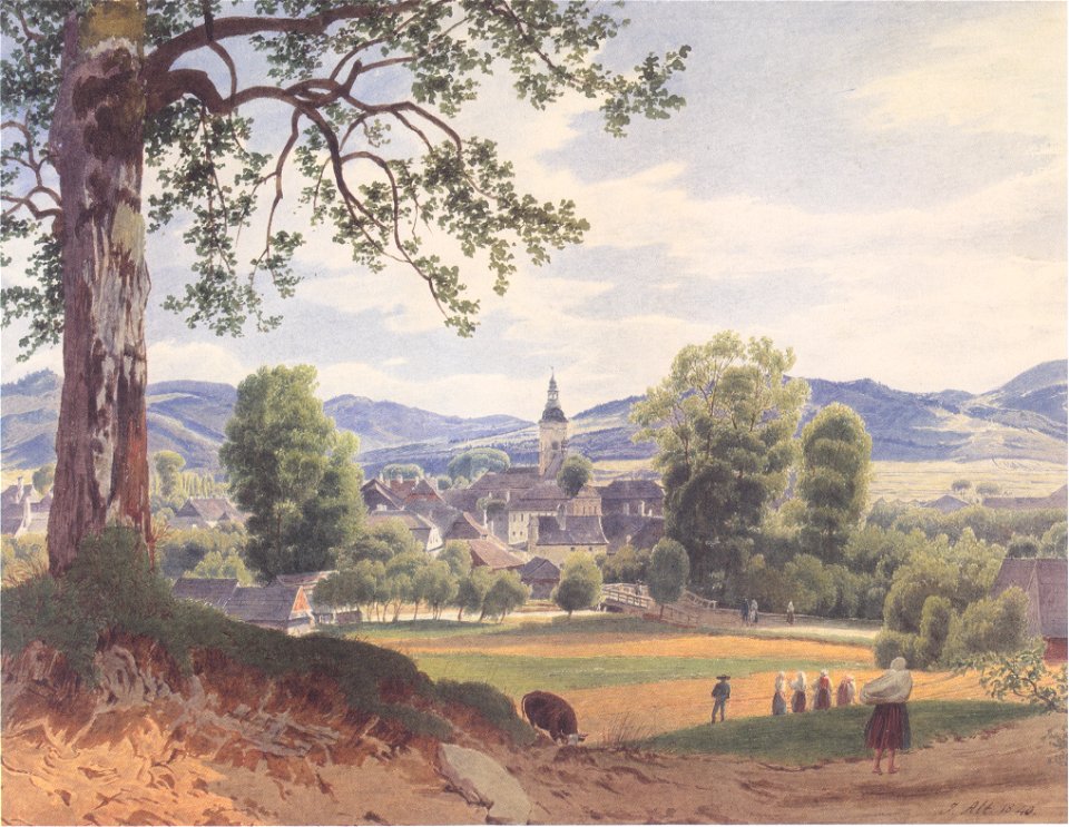 Jakob Alt - Das Städchen Jablunkau im Teschner Kreis - 1840