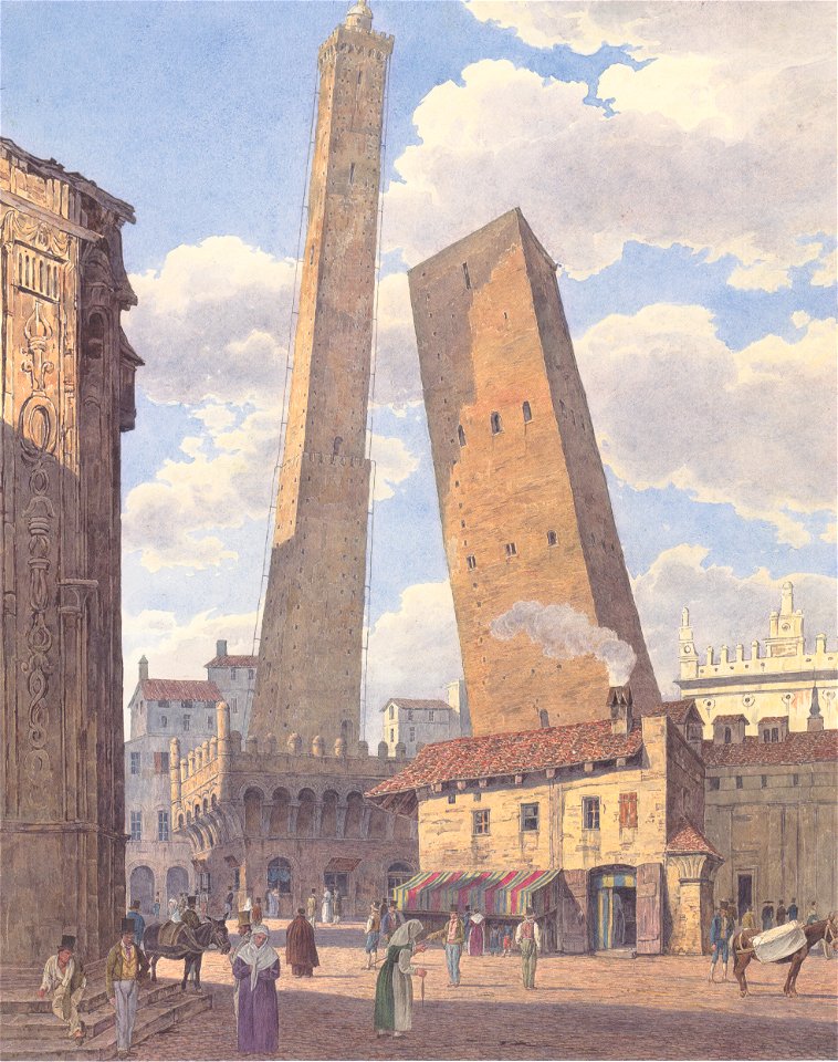 Jakob Alt - Die Türme Asinelli und Garisenda in Bologna - ca1836