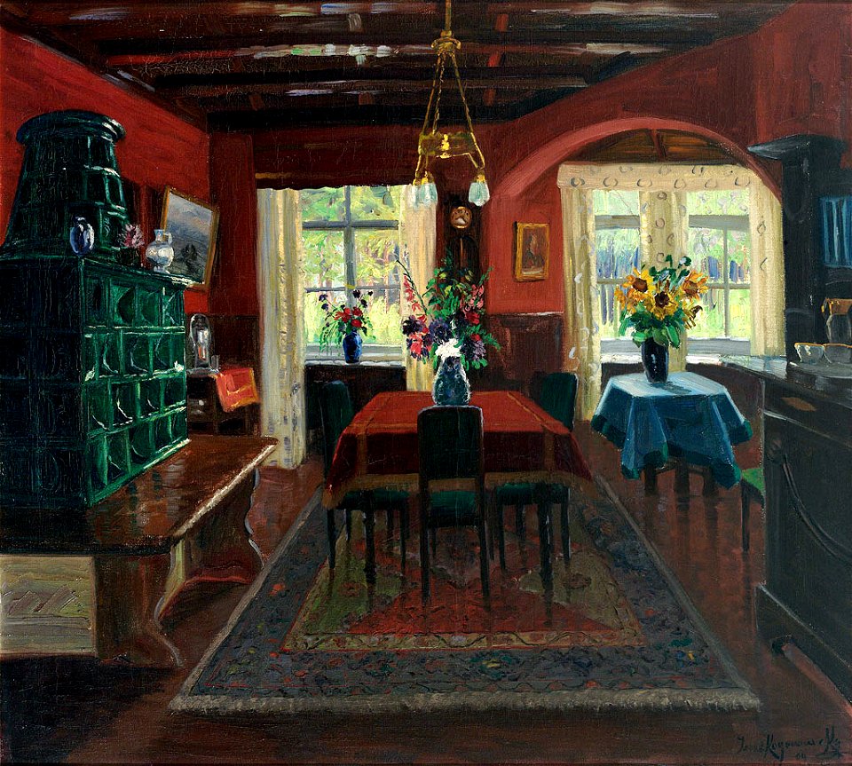 Jakob Josef Koganowsky Stube mit Kachelofen 1909