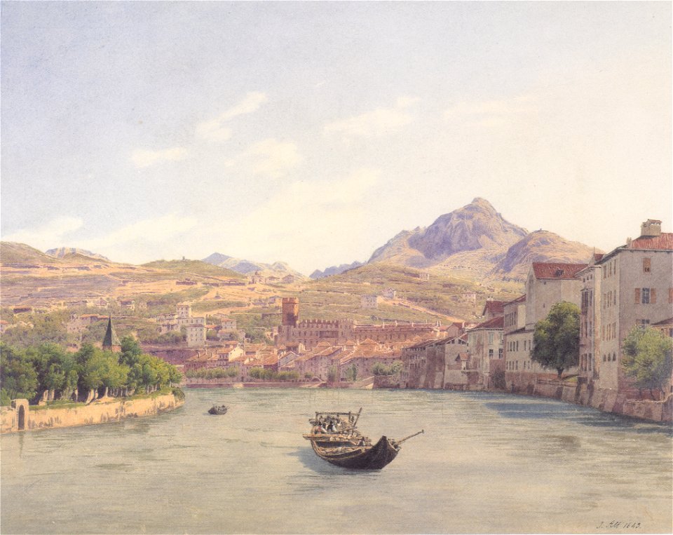 Jakob Alt - Trient von der Etschbrücke - 1843