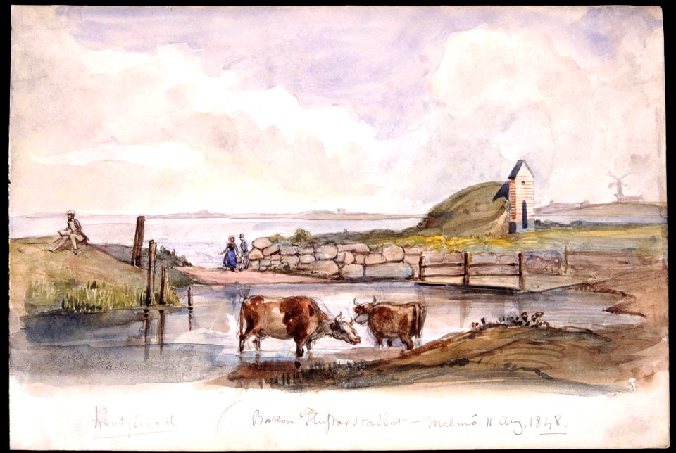 Krutförråd bakom Husarstallet. Fritz von Dardel, Malmö 1848 - Nordiska Museet - NMA.0043702